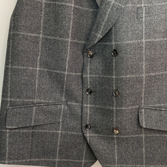 Ted Baker London gray plaid double-breasted wool vest 46R - Picture 8 of 9